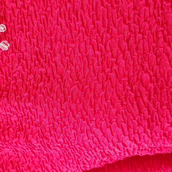 Vntg EUC David Warren NY 80's red peplum tiered dress 12 - Picture 4 of 16